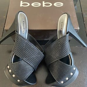 BRAND NEW! Black BeBe Jessica open toe heel